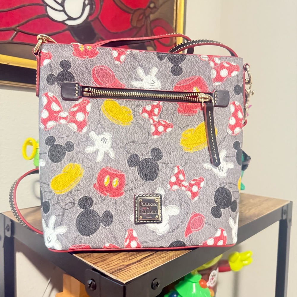 Dooney & Bourke Gray and Red Crossbody Bag with Disney Design